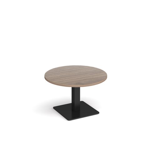 Brescia circular coffee table with flat square black base 800mm - barcelona walnut