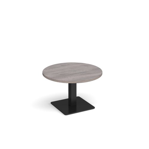 Brescia circular coffee table with flat square black base 800mm - grey oak