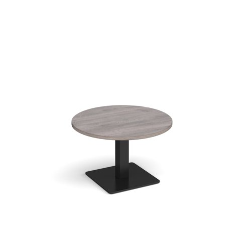 Brescia circular coffee table with flat square black base 800mm - grey oak Reception Tables BCC800-K-GO