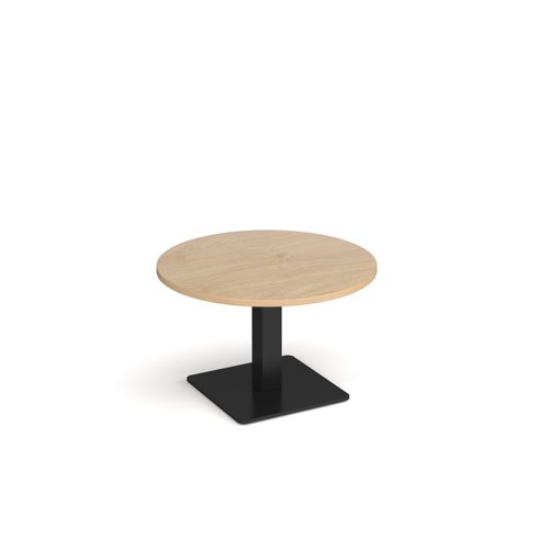 Brescia circular coffee table with flat square black base 800mm - kendal oak