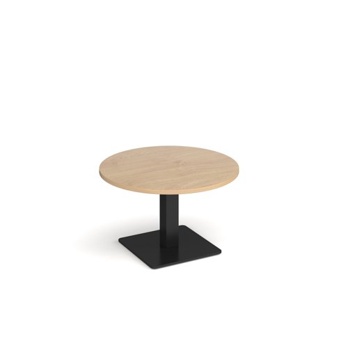 BCC800-K-KO Brescia circular coffee table with flat square black base 800mm - kendal oak