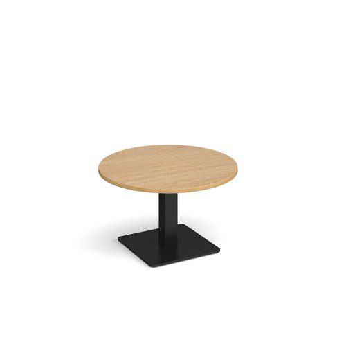 Brescia circular coffee table with flat square black base 800mm - oak Reception Tables BCC800-K-O