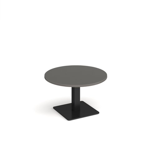 Brescia circular coffee table with flat square black base 800mm - Onyx Grey