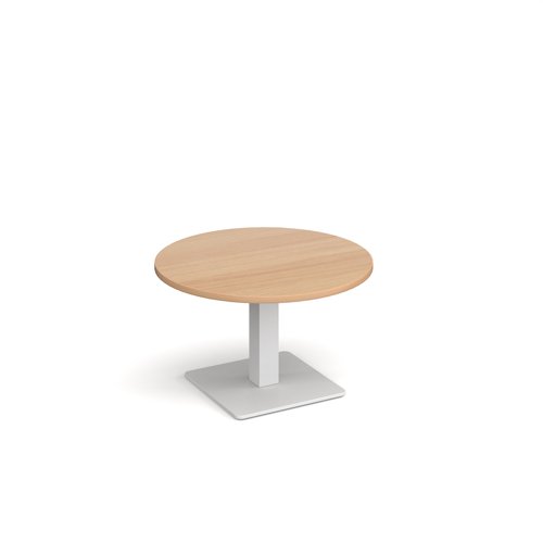 Brescia circular coffee table with flat square white base 800mm - beech Reception Tables BCC800-WH-B