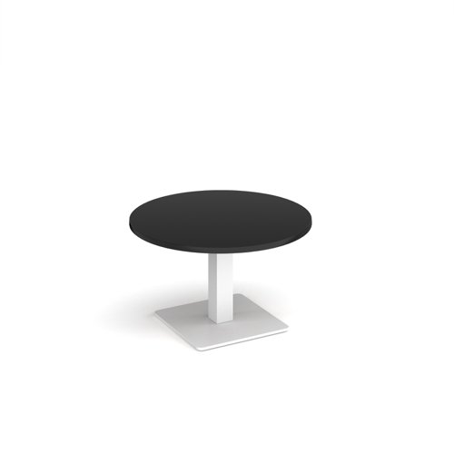 Brescia circular coffee table with flat square white base 800mm - Black