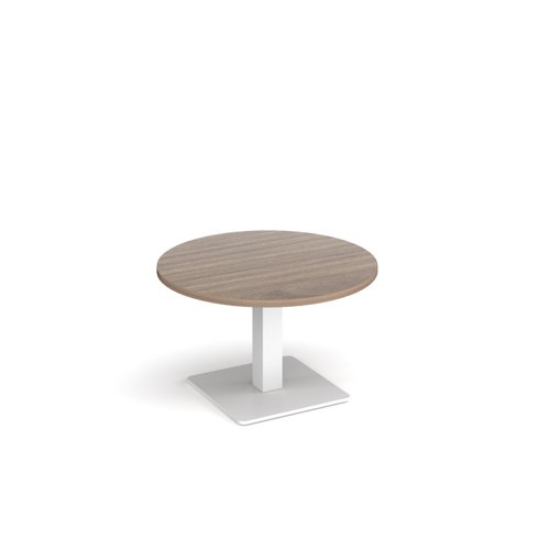 Brescia circular coffee table with flat square white base 800mm - barcelona walnut BCC800-WH-BW Buy online at Office 5Star or contact us Tel 01594 810081 for assistance