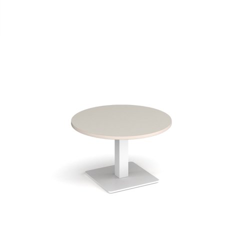 Brescia circular coffee table with flat square white base 800mm - Light Grey