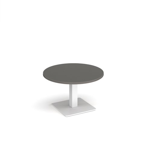 Brescia circular coffee table with flat square white base 800mm - Onyx Grey