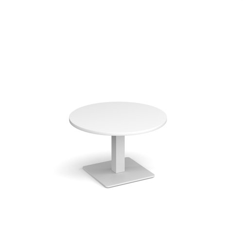 BCC800-WH-WH Brescia circular coffee table with flat square white base 800mm - white