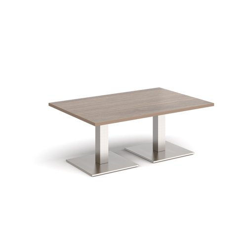 Brescia rectangular coffee table with flat square brushed steel bases 1200mm x 800mm - barcelona walnut