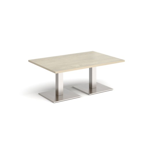 Brescia rectangular coffee table with flat square brushed steel bases 1200mm x 800mm - made to order | BCR1200-BS | Dams International