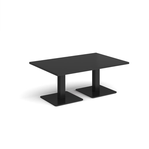 Brescia rectangular coffee table with flat square black bases 1200mm x 800mm - Black