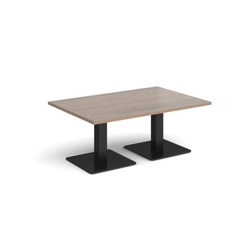 Brescia rectangular coffee table with flat square black bases 1200mm x 800mm - barcelona walnut