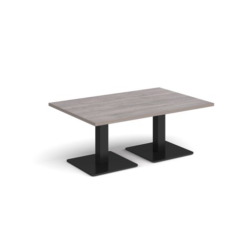 Brescia rectangular coffee table with flat square black bases 1200mm x 800mm - grey oak