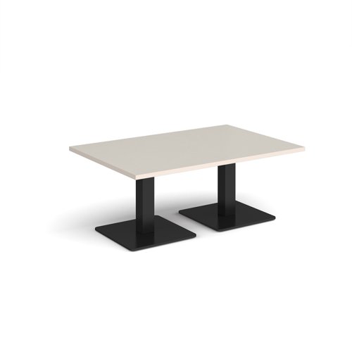 Brescia rectangular coffee table with flat square black bases 1200mm x 800mm - Light Grey