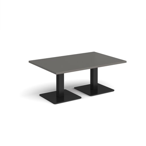 Brescia rectangular coffee table with flat square black bases 1200mm x 800mm - Onyx Grey