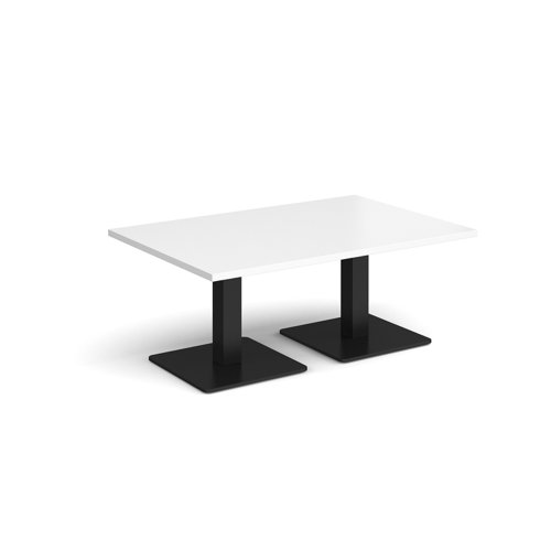 Brescia rectangular coffee table with flat square black bases 1200mm x 800mm - white