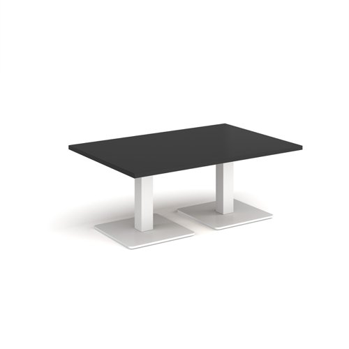 Brescia rectangular coffee table with flat square white bases 1200mm x 800mm - Black