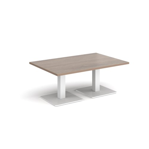 Brescia rectangular coffee table with flat square white bases 1200mm x 800mm - barcelona walnut