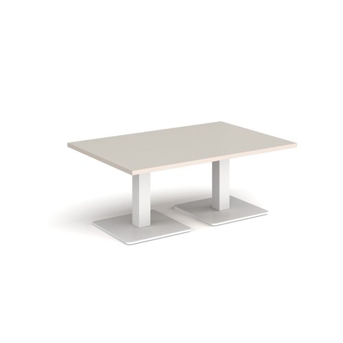 Brescia rectangular coffee table with flat square white bases 1200mm x 800mm - Light Grey