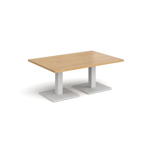 Brescia rectangular coffee table with flat square white bases 1200mm x 800mm - oak  BCR1200-WH-O