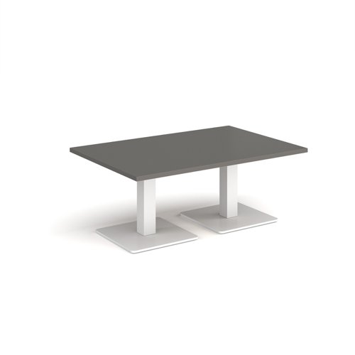 Brescia rectangular coffee table with flat square white bases 1200mm x 800mm - Onyx Grey