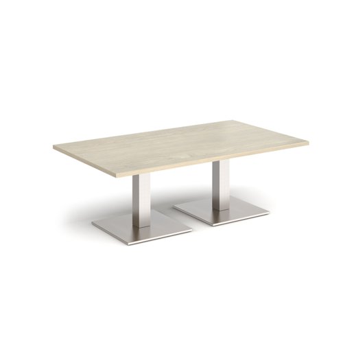 Brescia rectangular coffee table with flat square brushed steel bases 1400mm x 800mm - made to order