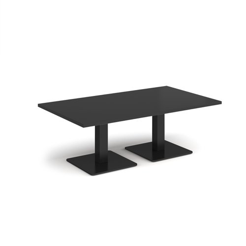 Brescia rectangular coffee table with flat square black bases 1400mm x 800mm - Black