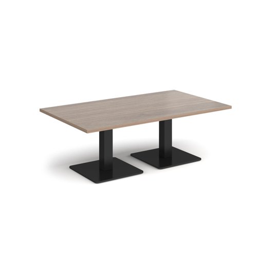 Brescia rectangular coffee table with flat square black bases 1400mm x 800mm - barcelona walnut