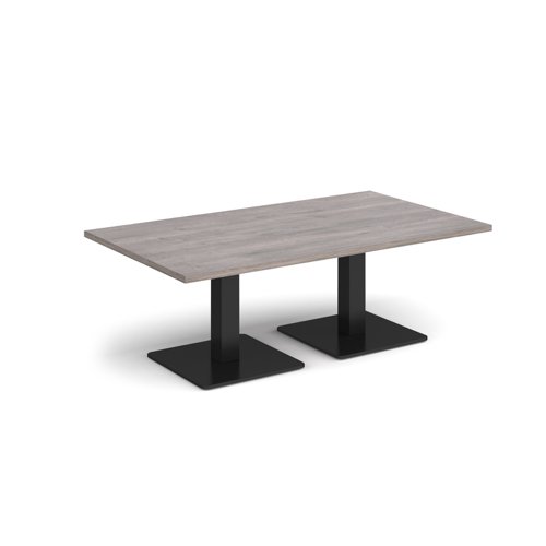 Brescia rectangular coffee table with flat square black bases 1400mm x 800mm - grey oak