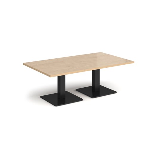 Brescia rectangular coffee table with flat square black bases 1400mm x 800mm - kendal oak