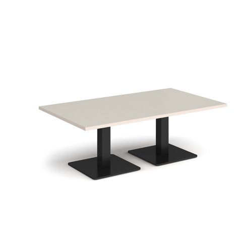 Brescia rectangular coffee table with flat square black bases 1400mm x 800mm - Light Grey