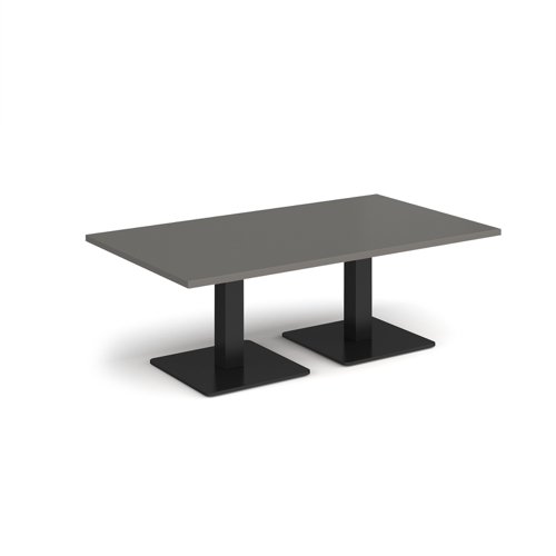 Brescia rectangular coffee table with flat square black bases 1400mm x 800mm - Onyx Grey