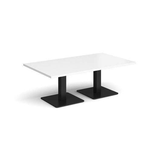 Brescia rectangular coffee table with flat square black bases 1400mm x 800mm - white