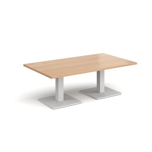 Brescia rectangular coffee table with flat square white bases 1400mm x 800mm - beech  BCR1400-WH-B