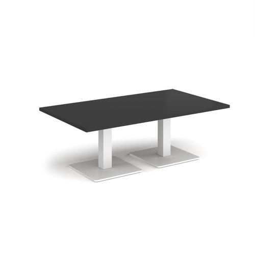 Brescia rectangular coffee table with flat square white bases 1400mm x 800mm - Black