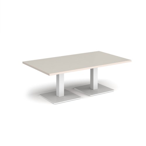 Brescia rectangular coffee table with flat square white bases 1400mm x 800mm - Light Grey