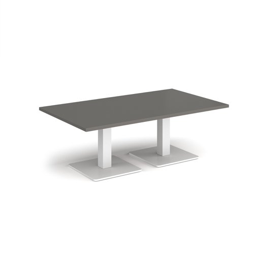 Brescia rectangular coffee table with flat square white bases 1400mm x 800mm - Onyx Grey