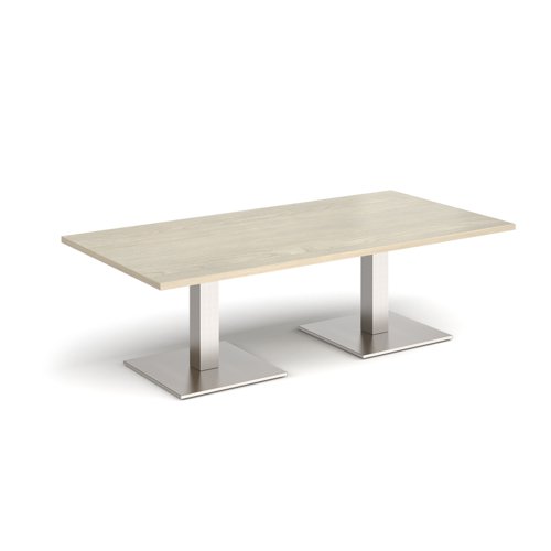 Brescia rectangular coffee table with flat square brushed steel bases 1600mm x 800mm - made to order | BCR1600-BS | Dams International