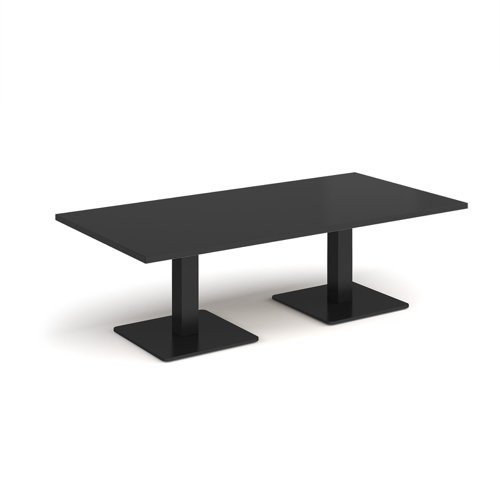 Brescia rectangular coffee table with flat square black bases 1600mm x 800mm - Black | BCR1600-K-BK | Dams International