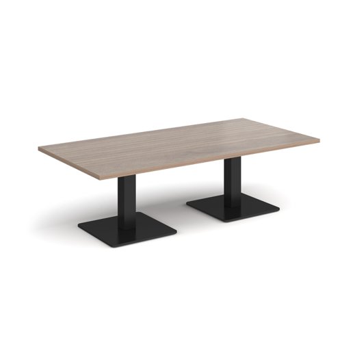 BCR1600-K-BW Brescia rectangular coffee table with flat square black bases 1600mm x 800mm - barcelona walnut
