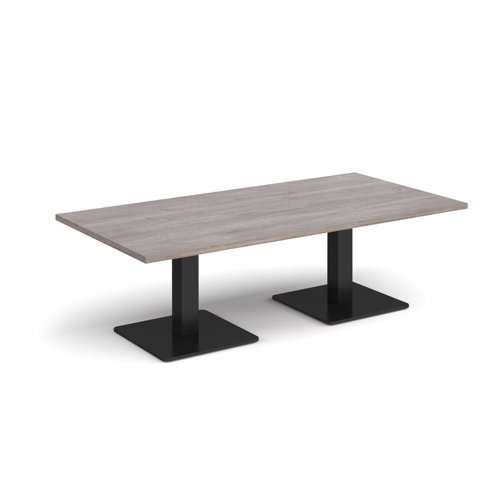 Brescia rectangular coffee table with flat square black bases 1600mm x 800mm - grey oak