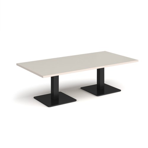 Brescia rectangular coffee table with flat square black bases 1600mm x 800mm - Light Grey