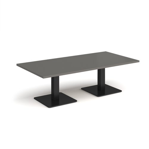 Brescia rectangular coffee table with flat square black bases 1600mm x 800mm -Onyx Grey