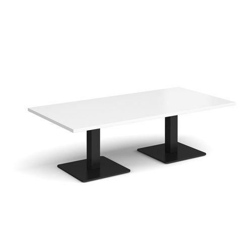 BCR1600-K-WH Brescia rectangular coffee table with flat square black bases 1600mm x 800mm - white