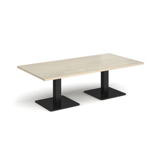 Brescia rectangular coffee table with flat square black bases 1600mm x 800mm - made to order