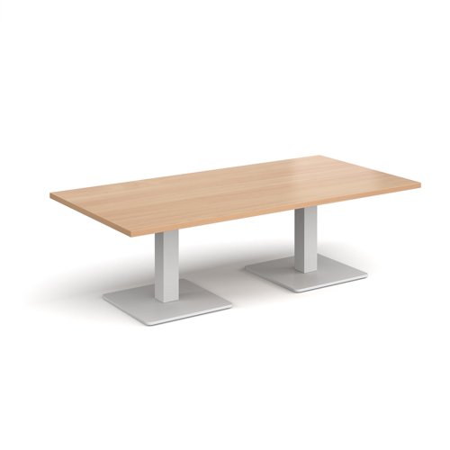 Brescia rectangular coffee table with flat square white bases 1600mm x 800mm - beech Reception Tables BCR1600-WH-B