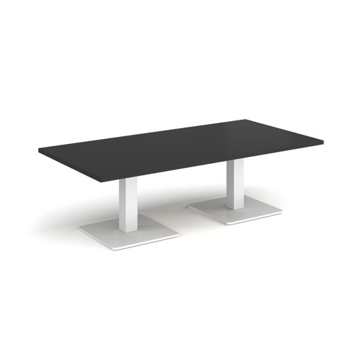 Brescia rectangular coffee table with flat square white bases 1600mm x 800mm - Black | BCR1600-WH-BK | Dams International