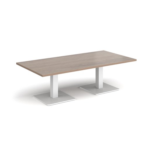 Brescia rectangular coffee table with flat square white bases 1600mm x 800mm - barcelona walnut BCR1600-WH-BW Buy online at Office 5Star or contact us Tel 01594 810081 for assistance