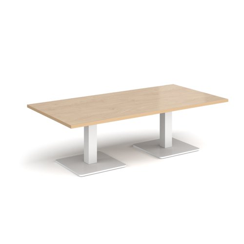 Brescia rectangular coffee table with flat square white bases 1600mm x 800mm - kendal oak